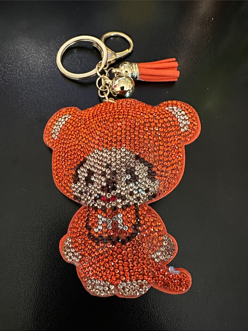 Orange Crystal Monchhichi-style Keychain with Tassel